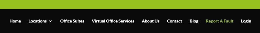Main menu navigation with 'Report a Fault' page selected